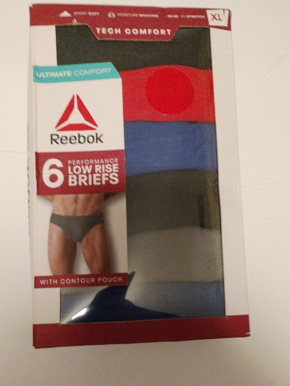 Reebok Men's 6-Pack Low Rise Briefs - Red, Blue, Black, Gray